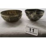 2 chased silver bowls