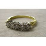18ct gold 5 stone diamond set ring