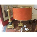 2 brass table lamps