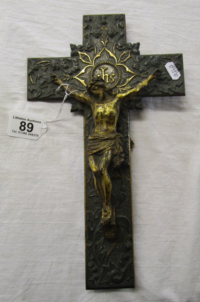 Metal crucifix with Christ