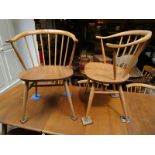 Pair of Ercol Cowhorn carvers