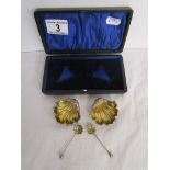 2 cased silver salts with spoons