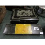 2 Chinese black lacquer boxes