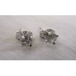 Pair of fine 18ct white gold diamond stud earrings - Approx .5ct in total