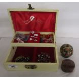 Jewellery box and contents to include silver rings