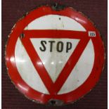 Enamel sign - Convex stop sign - Diameter 49cm