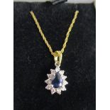 18ct sapphire & diamond pendant on gold chain