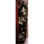 2 Chinese black lacquer & mother-of-pearl plaques