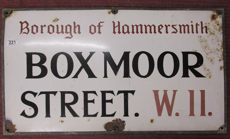 Enamel sign - Boxmore Street W11 - 50cm x 87cm