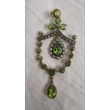 Victorian style peridot pearl & diamond pendant