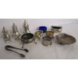 Collection of silver to include sugar tongs, napkin rings etc - Approx 330g