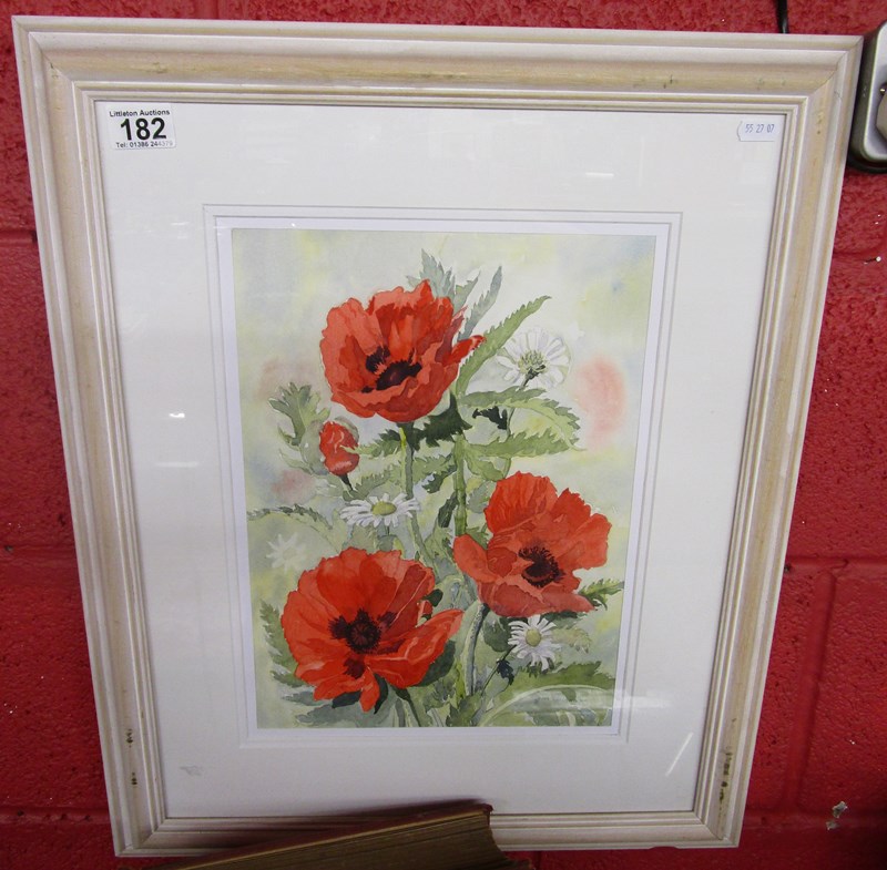 Watercolour signed G M Wilson - Poppies