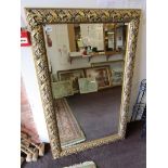 Large gilt framed bevelled glass mirror - 87cm x 138cm
