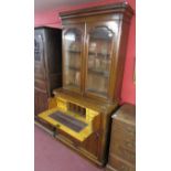 Victorian mahogany secretaire bookcase - H:224cm W: 107cm D: 50cm
