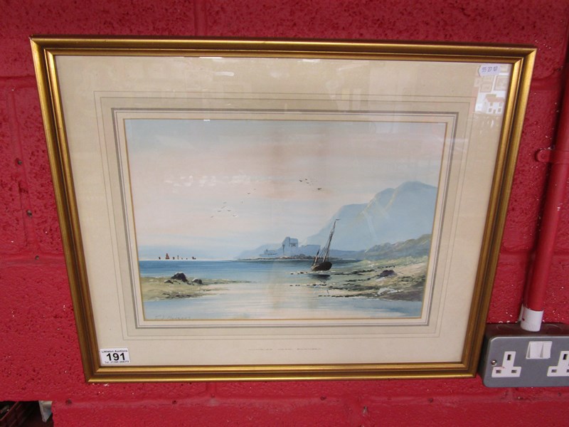 Watercolour signed Edgar James Maybery - Mumbles Head, Swansea