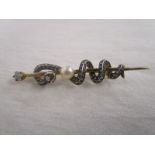 Pearl, opal & diamond serpent brooch