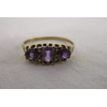 Gold amethyst & diamond boat shaped ring