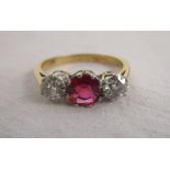 18ct 3 stone ruby & diamond ring