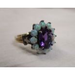 Opal & amethyst cluster ring