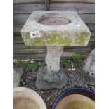 Stone square top bird bath