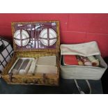 2 vintage picnic hampers to include one wicker