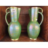 Pair of Deco green vases by Luxor