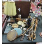 Collectables to include lamps, walking sticks etc