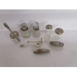 Box of silver mounted bottles etc