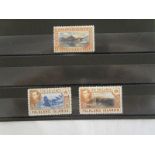 Stamps - Falkland Islands - KGVI higher values, 10/- (MM) + 5/- (UMM) and KGVV 4d (MM)