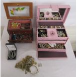 2 jewellery boxes and contents etc