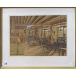 Watercolour - Cotswold workshop scene by J P Nelson 1976