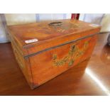 Regency painted satinwood tea caddy