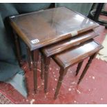 Nest of 3 mahogany tables