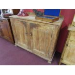 Antique pitch pine cupboard - H: 108cm W: 125cm D: 53cm