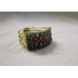 Gold emerald ruby & sapphire triple ring