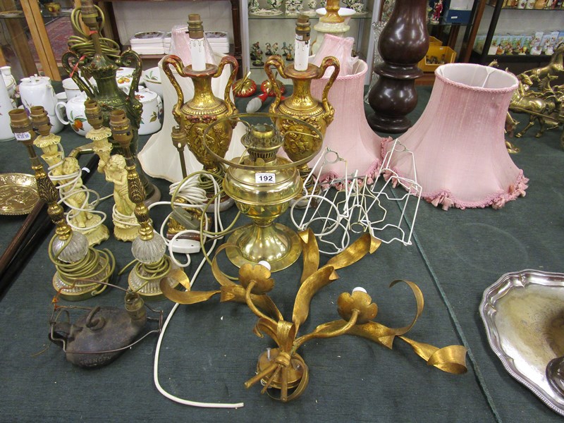 Large collection of lamps, shades etc