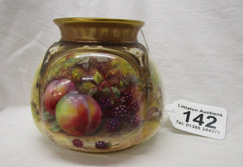 Royal Worcester hand painted preserve jar (no lid) - Fruit theme signed T Lockyer - Circa 1926