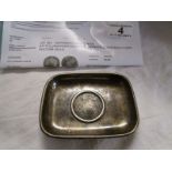 Silver pin tray with coin insert - 2 Scudi Malta Ramon Despuig 1738