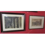 Early framed photograph and an etching