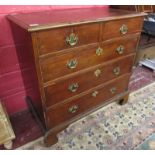 Antique mahogany chest of 2 over 3 drawers on bracket feet