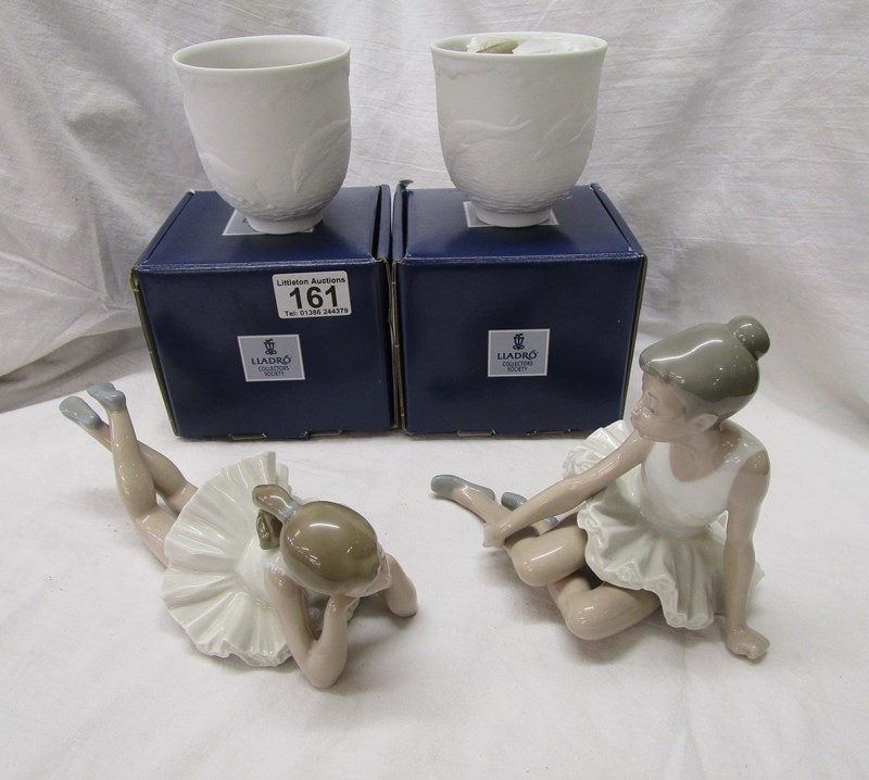 2 Lladro Nao figurines & 2 holders