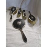 Silver & tortoise shell 5 piece dressing table set - Hallmarked 1918/19