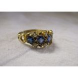 Antique sapphire and seed pearl ring (1 pearl missing)
