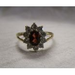 Gold garnet cluster ring