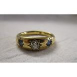 18ct gold sapphire and diamond gypsy set ring