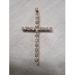 Large gold stone set cross - A/F due to one loose stone