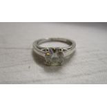 White gold moissanite solitaire ring