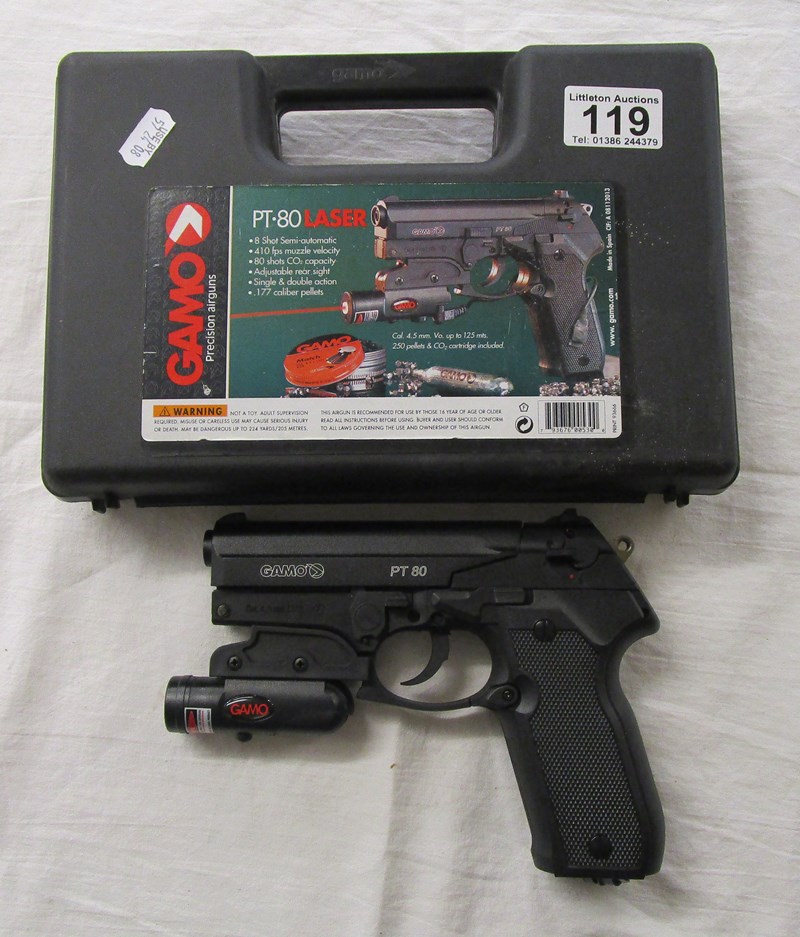 Gamo .177 PT80 Co2 pistol with laser sight