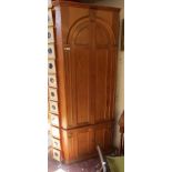 Tall pine corner cabinet with dome top doors