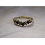 Gold garnet wishbone ring